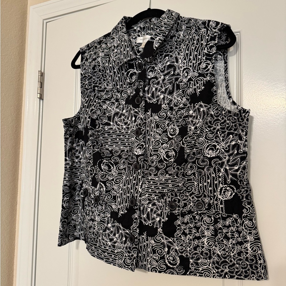 Christopher & Banks Black and White Button Down Shirt